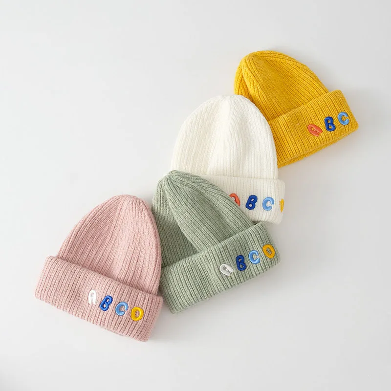 

Осенне-зимняя теплая Шапка-бини с вышивкой в виде надписи, женская мягкая утолщенная теплая шапка для мальчиков и девочек