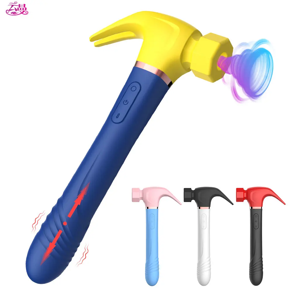 

Women G Spot Vibrator 4 In 1 Magic Wand 7-Frequency Sucking Hammer Shape Rechargeable Sucker Vibration Sex Toy For Couple Adults