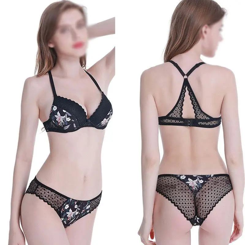 

Sexy Bra Set Underwear Floral Lace Printing Padded Extreme BCDE Push Up