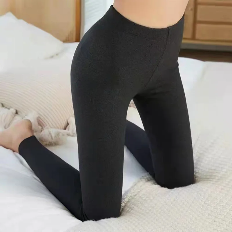 New Women's Warm Trousers High-waisted Velvet Warm Pants Women's Elastic Slim Double-sided Brushed Leggings Long Johns for Women