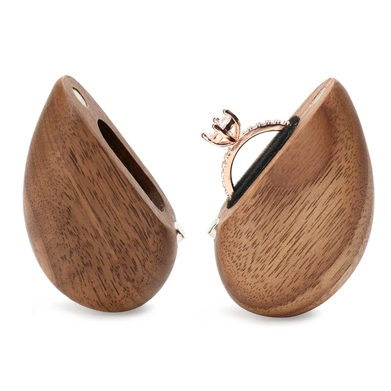 

Solid Wood Ring Jewelry Box Organizer Earrings Jewelry Holder Organizer for Proposal Engagement Gift Hinge/ Magnet Box