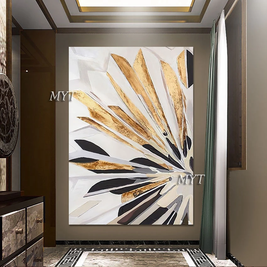 

Yellow Black Acrylic Design Wall Wholesale Cheap Abstract Painting Unframed Home Decoration Pieces Modern Canvas Art Picture