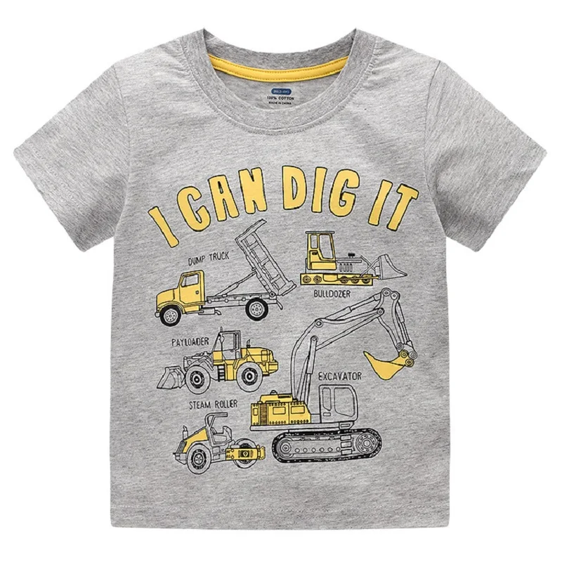 Summer New Arrived Children's Short-Sleeved Cotton Traffic Vehicle Cartoon Pattern Boy Baby T-shirt Clothing Kid Top