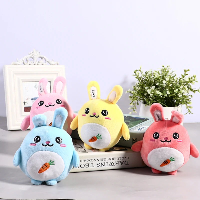 

Lovely 10CM Rabbit Stuffed Plush Toy Carrot Rabbit Doll Keychain Plush Pendant Cartoon Rabbit Doll Pendant Plush Key Chain