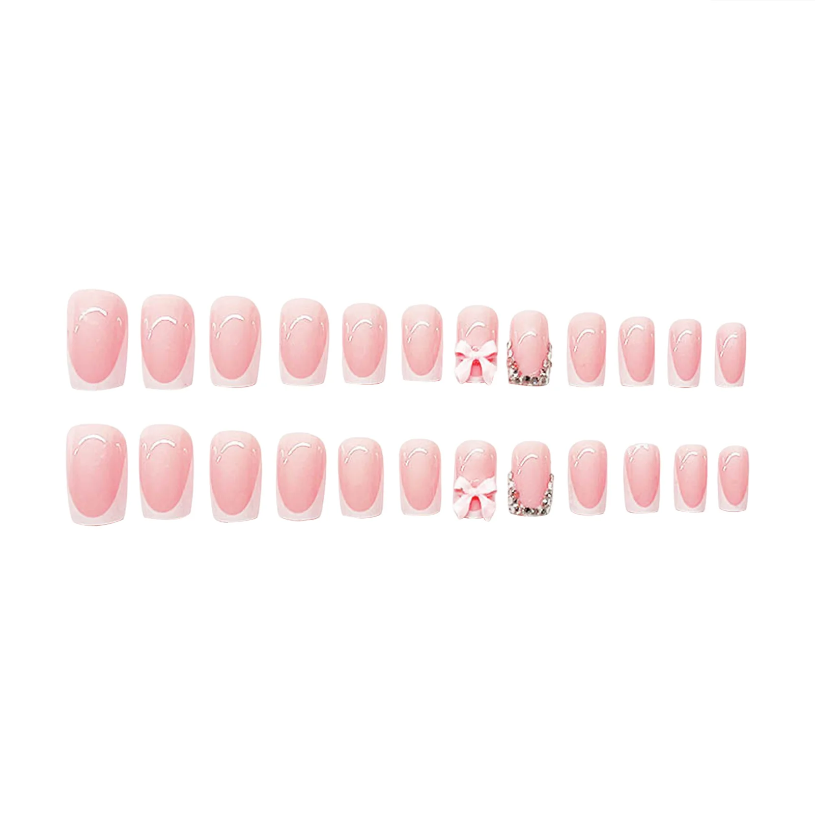 24 шт. 3D банты дизайн накладные ногти белый французский стиль вспышка