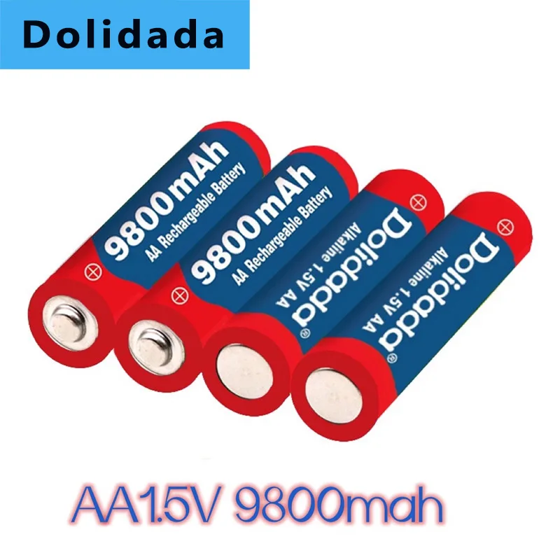 

Dolidada 2023 новая бирка 9800 мАч перезаряжаемая батарея AA 1,5 В. Перезаряжаемые Новые щелочные барабанные + 1 шт. 4-элементное зарядное устройство