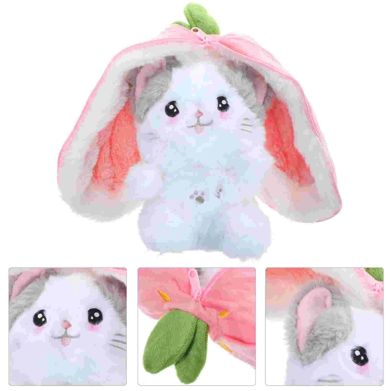 

Stuffed Animal Plush Toy Strawberry Pillow with Zipper Soft Strawberry Pillow