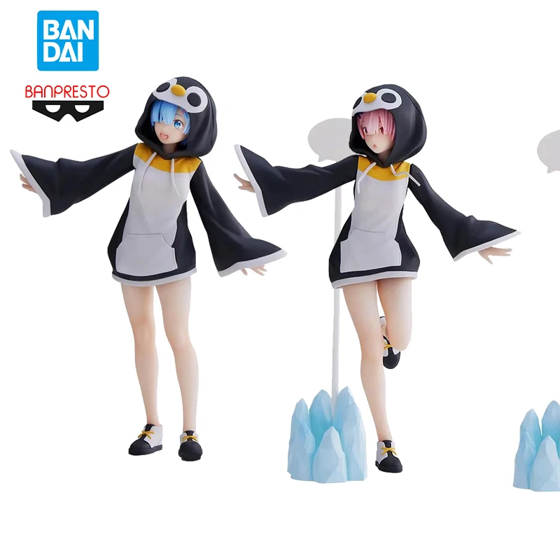 

In Stock Anime Figure Original 20Cm Sega Re:life In A Different World From Zero Rem Ram Penguin Clothing Scenery Model Toys