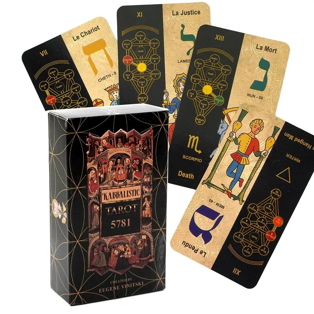 

2022 New Card Deck Kabbalistic Tarot 5781 Prophecy Divination Deck English Version Entertainment Party Board Game Holiday Gift