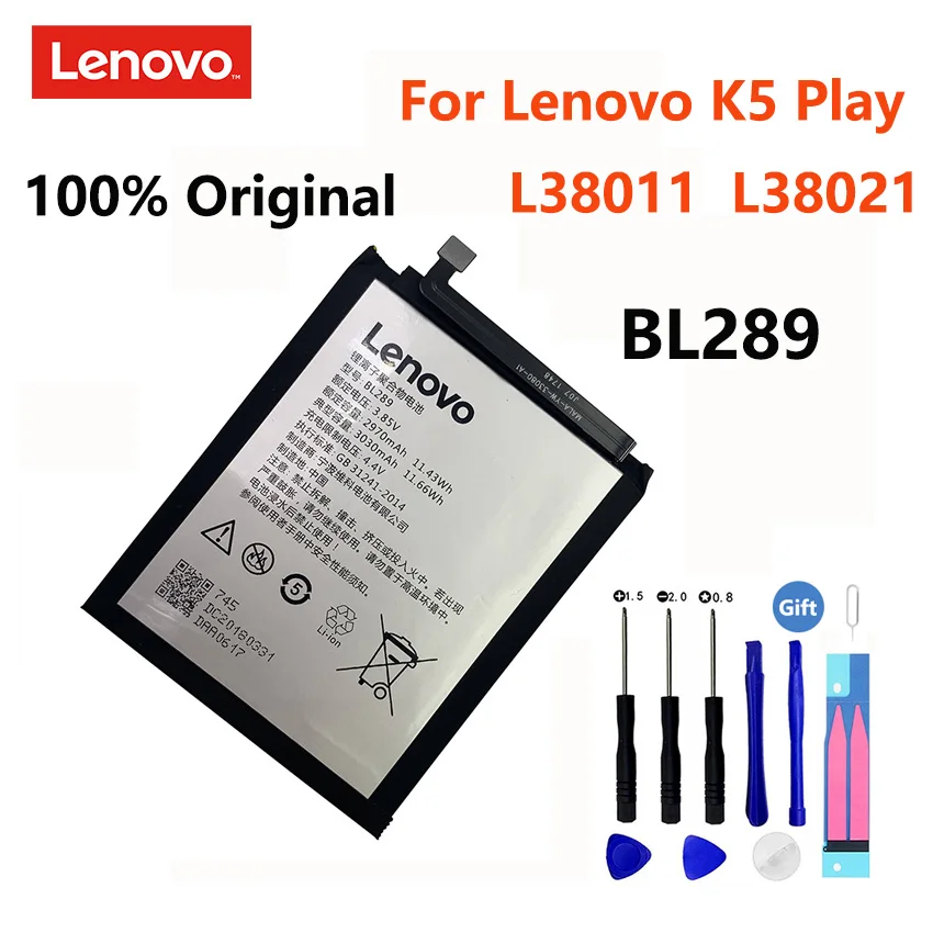 100% Оригинальный аккумулятор для Lenovo K5 Play L38011 L38021 3030 мАч BL289 мобильный телефон