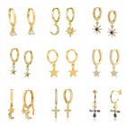 Женские Серьги из серебра 2021 пробы с крестом и звездой