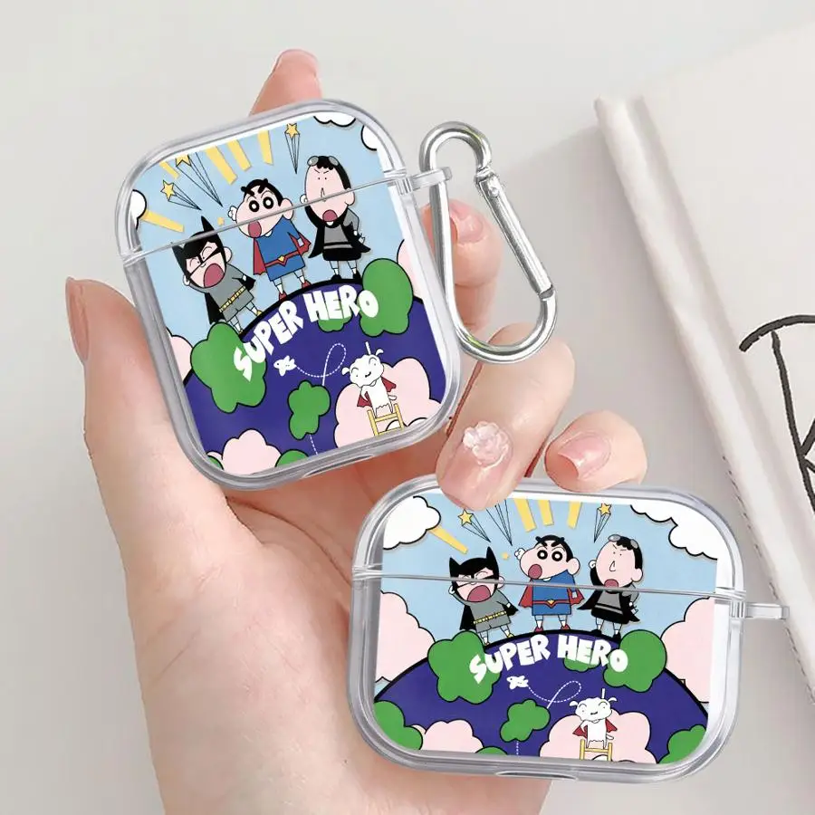 Фото Милые прозрачные чехлы для наушников C-Crayon Shin-Chans для Airpods 2 3 4 Pro2 Pro 1 Pro3 №3