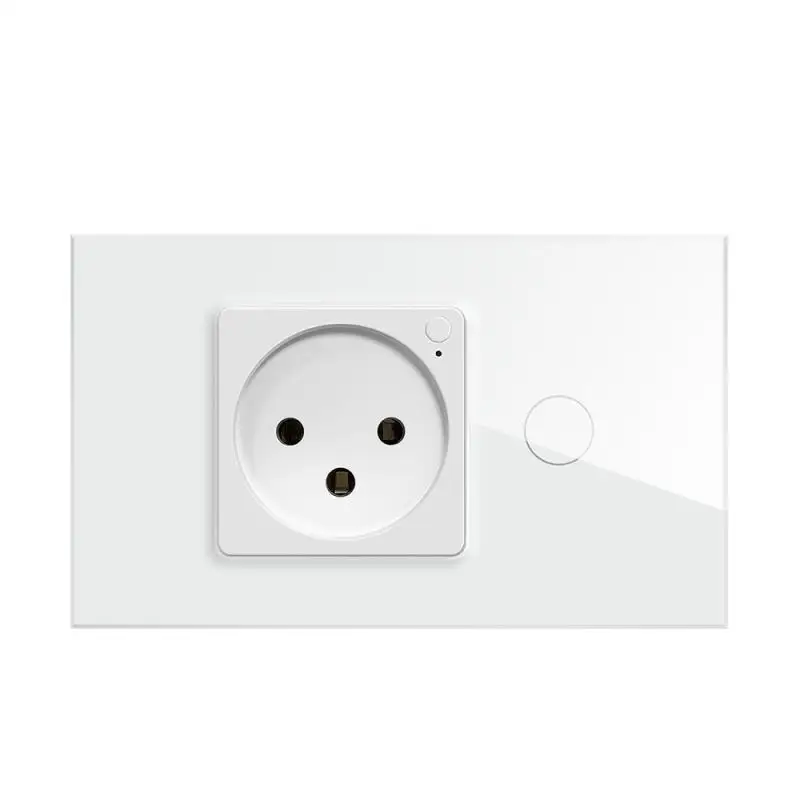 

Prise Double Power Socket Israel 16A Outlet outlets,Tempered White/Black Glass Panel, AC 100~250V,Siamesed Design,No Logo