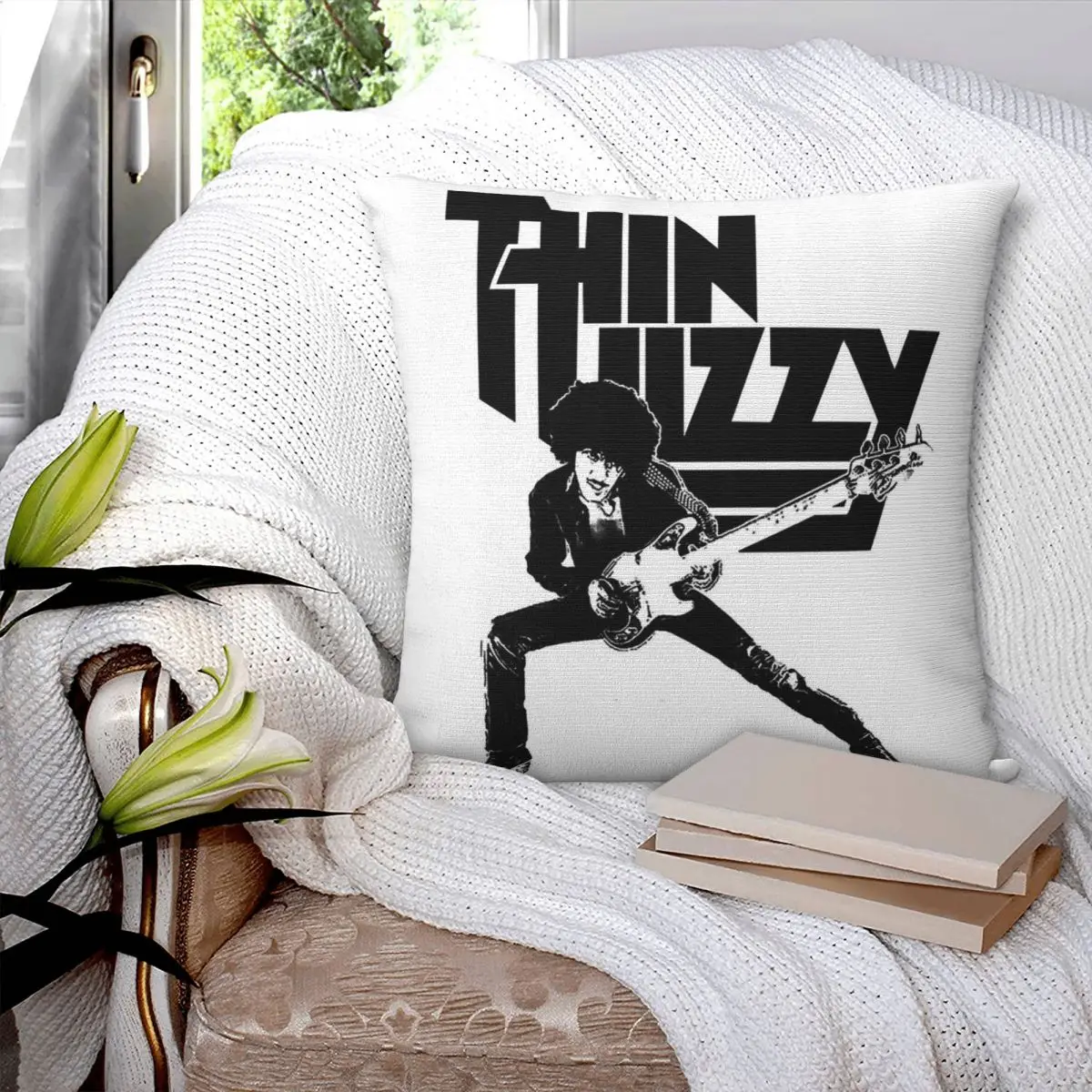 Фото Наволочка Thin Lizzy Phil Lynott из полиэстера, льна и бархата, креативный декор с застежкой-молнией, чехол для диванной подушки №3