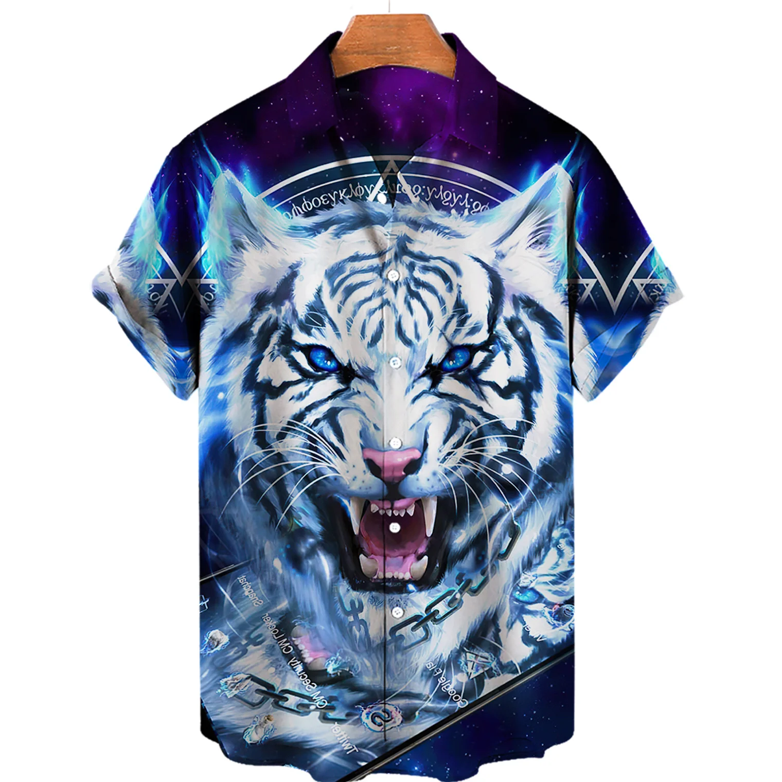 Tiger Printing 3D Shirt Men's Short-sleeved Shirt Plus Animal Print Casual Holiday