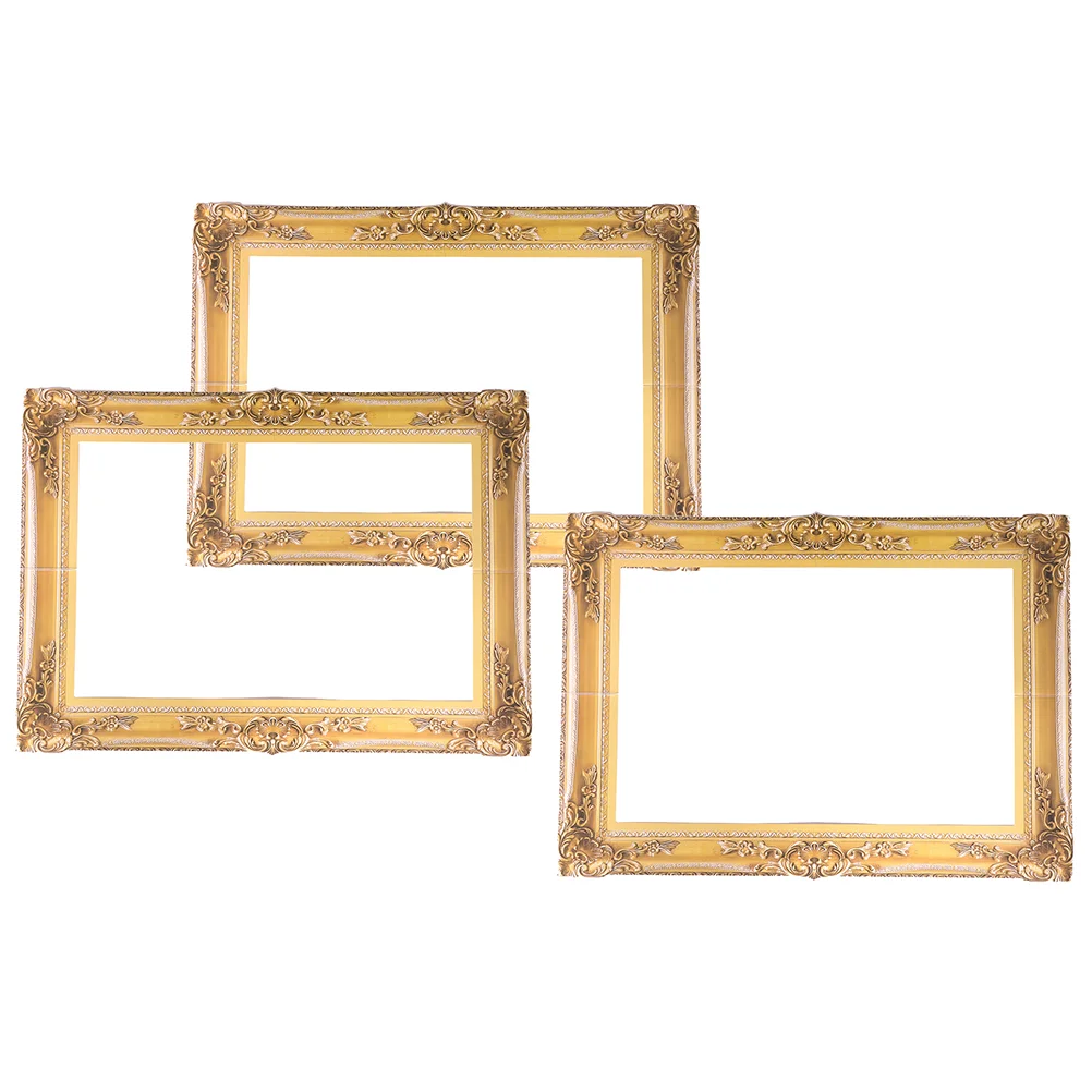 

1 Set 3Pcs Photo Props Wedding Photography Picture Frames DIY Paper Cutouts (Golden)