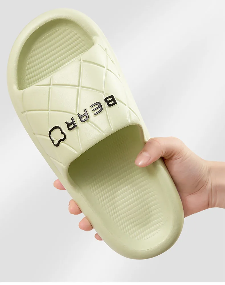 Cartoon Letters EVA Slippers Female Summer Couple Bathroom Bath Indoor Home Silent Non-slip Slippers Male