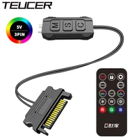 teucer lc s50 argb 5v 3pin to sata power supply motherboard synchronization interface light controller for computer case fan