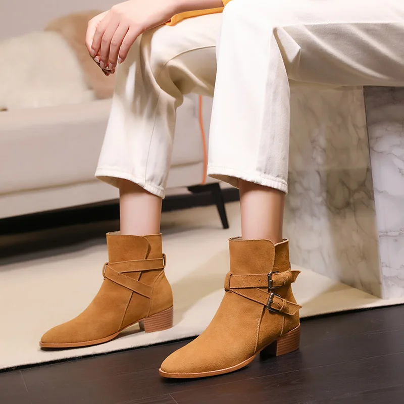 

Женская замшевая обувь Phoentin в стиле ретро, Осень-зима