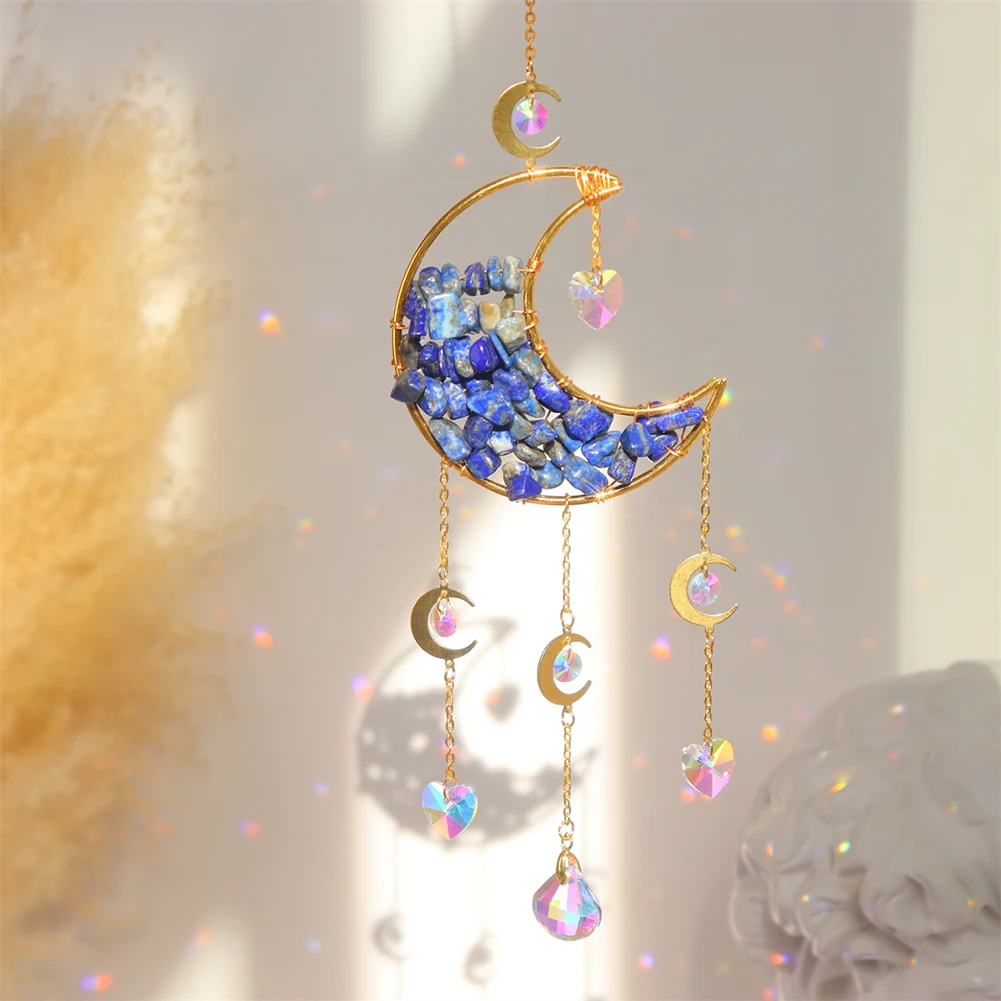 

Металлический подвесной светильник в виде Луны с кристаллами, износостойкая подвесная рама с кристаллами, аксессуары для окон, уличное укр...