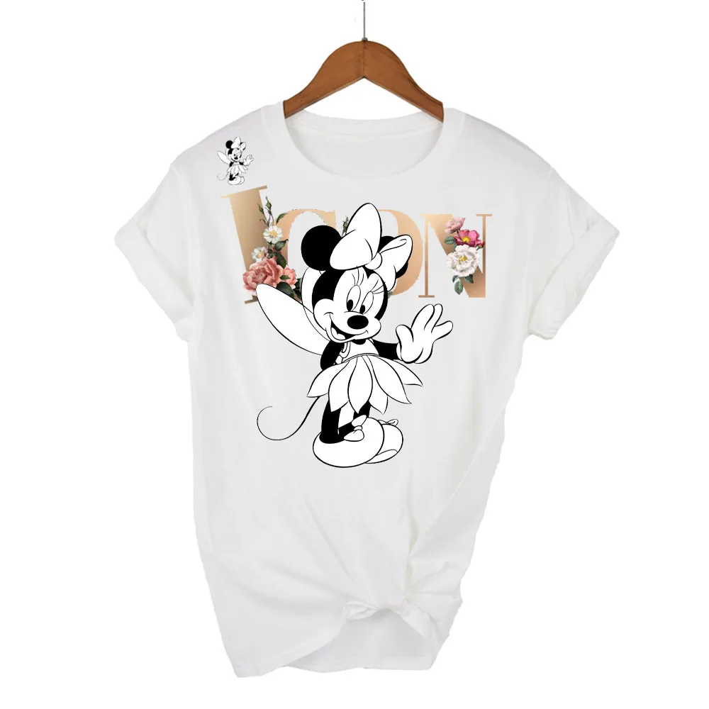 

Mickey Print Funny Mouse Disney Cartoon Graphic Yellow T Shirt Kawaii Harajuku Clothes Summer Women T Shirt Top Streetwear