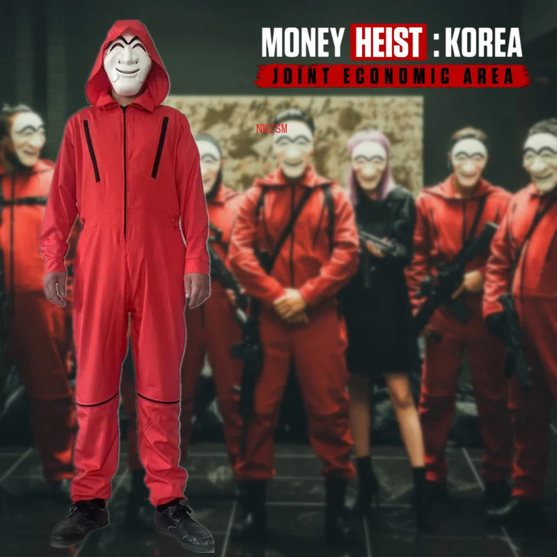 

2022 Money Heist Korea Mask Joint Economic Area Cosplay costume Plastic Half Face Masks Helmet Masquerade Halloween Party
