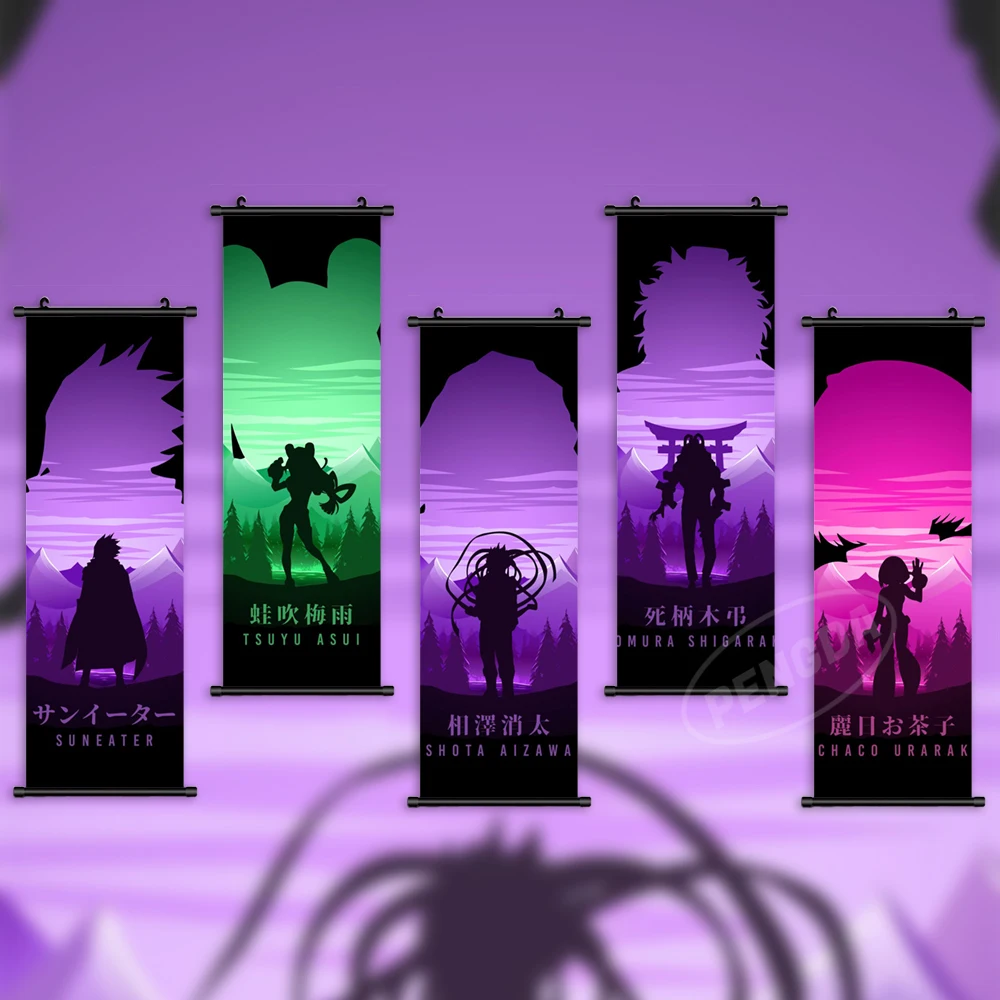 

Home Decoration My Hero Academia Scroll Hanging Anime Poster Canvas Himiko Toga Wall Art Print Asui Tsuyu Painting Living Room