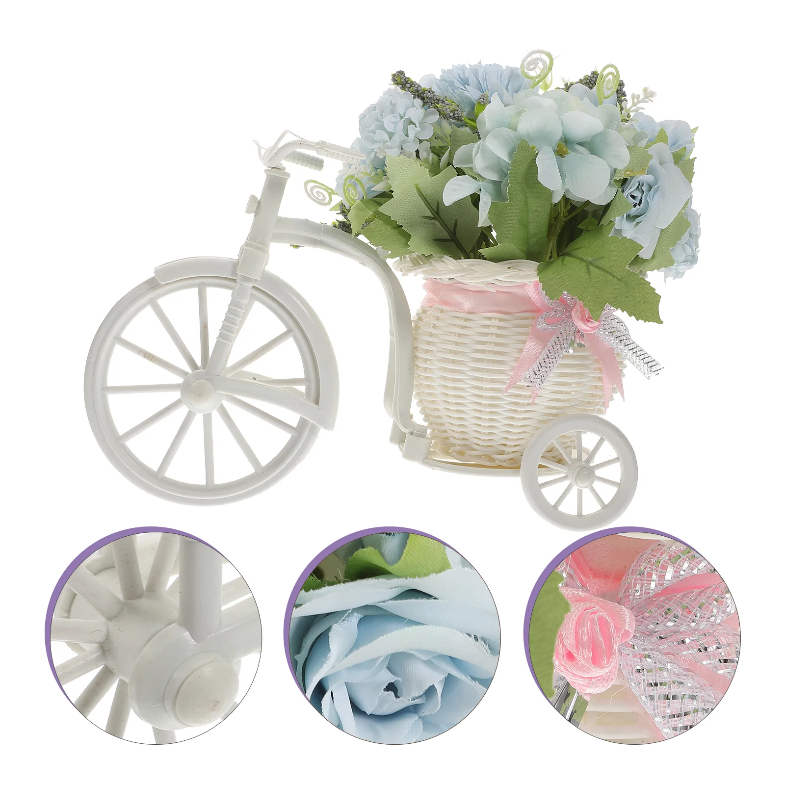 

Fake Hydrangea Flower with Bike Basket Simulated Hydrangea Flower Ornament Flower Decoration
