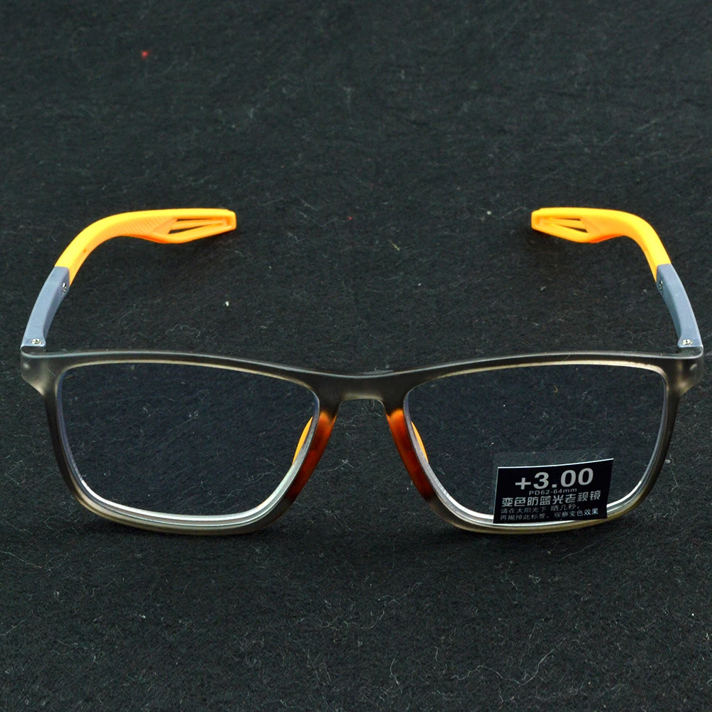 Яркие оранжевые солнечные очки для чтения в спортивном стиле с фотохромными