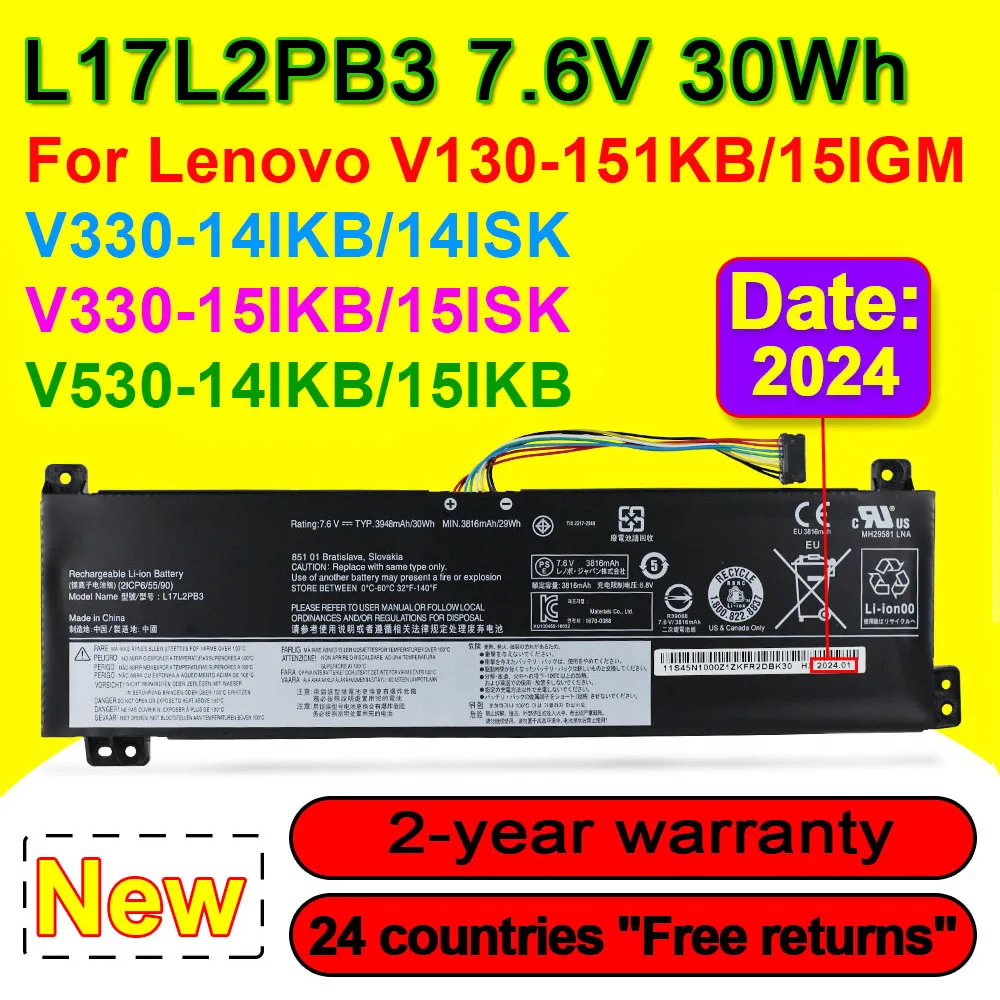 30Wh L17L2PB3 L17M2PB3 L17C2PB3 для Lenovo IdeaPad V530/V330-15IKB 14IKB 15ISK 14ISK V130-15IKB 15IGM Series Аккумулятор