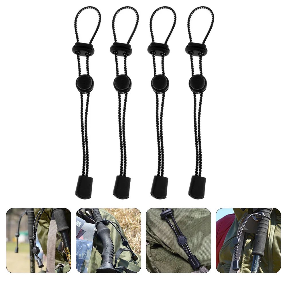 

4 Pcs Walking Stick Supply Buckle Elastic Rope Camping Accessories Binding Strap Sticks Hiking Poles Climbing Cord Travel Gear