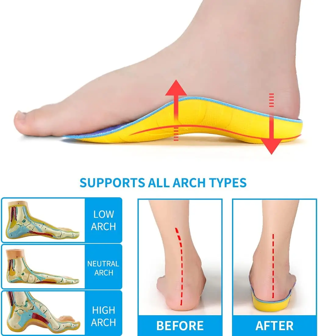 VALSOLE 3/4 Extra High Arch Support Insoles Orthotic Inserts For Running Sports Relief Heel Pain,Plantar Fasciitis,Flat Feet2022