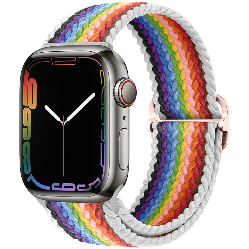 

Braided Solo Loop Strap For Apple Watch Band 45mm 44mm 42mm 41mm 40mm 38mm Nylon Watchband Bracelet iwatch Series 3 4 5 6 SE 7
