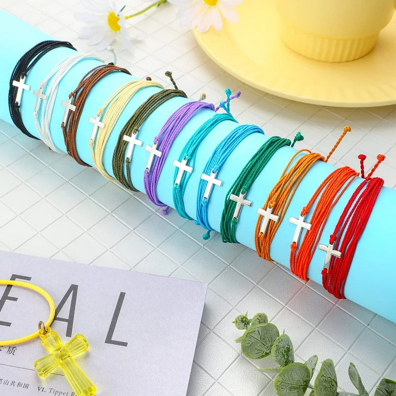 

Colorful Handmade Rope Cross Bracelet for Women Men Braided String Infinity Charm Wrap Wristband Party Couple Friendship Jewelry