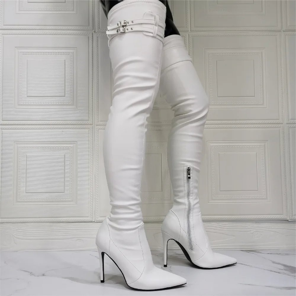Women Elastic Boots Trend 2022 Luxury Winter Sexy Stiletto High Heel Women Shoes 40-46 Elegant Pointy Over The Knee Lady Boots