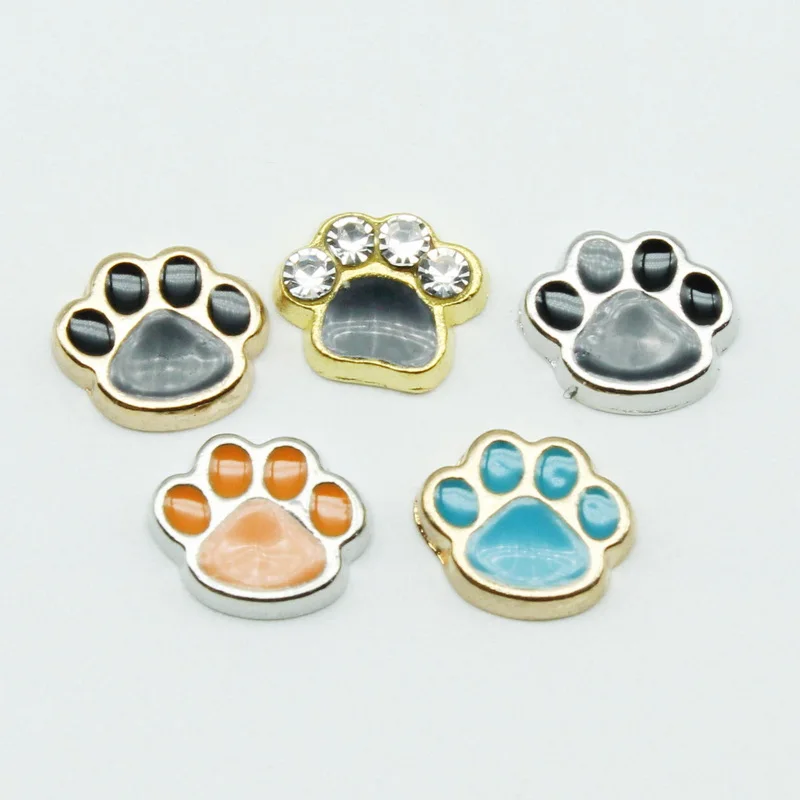 

Mix Color 20pcs Dog Paw Floating Charms Living Glass Lockets Bracelet Diy Jewelry Accessory