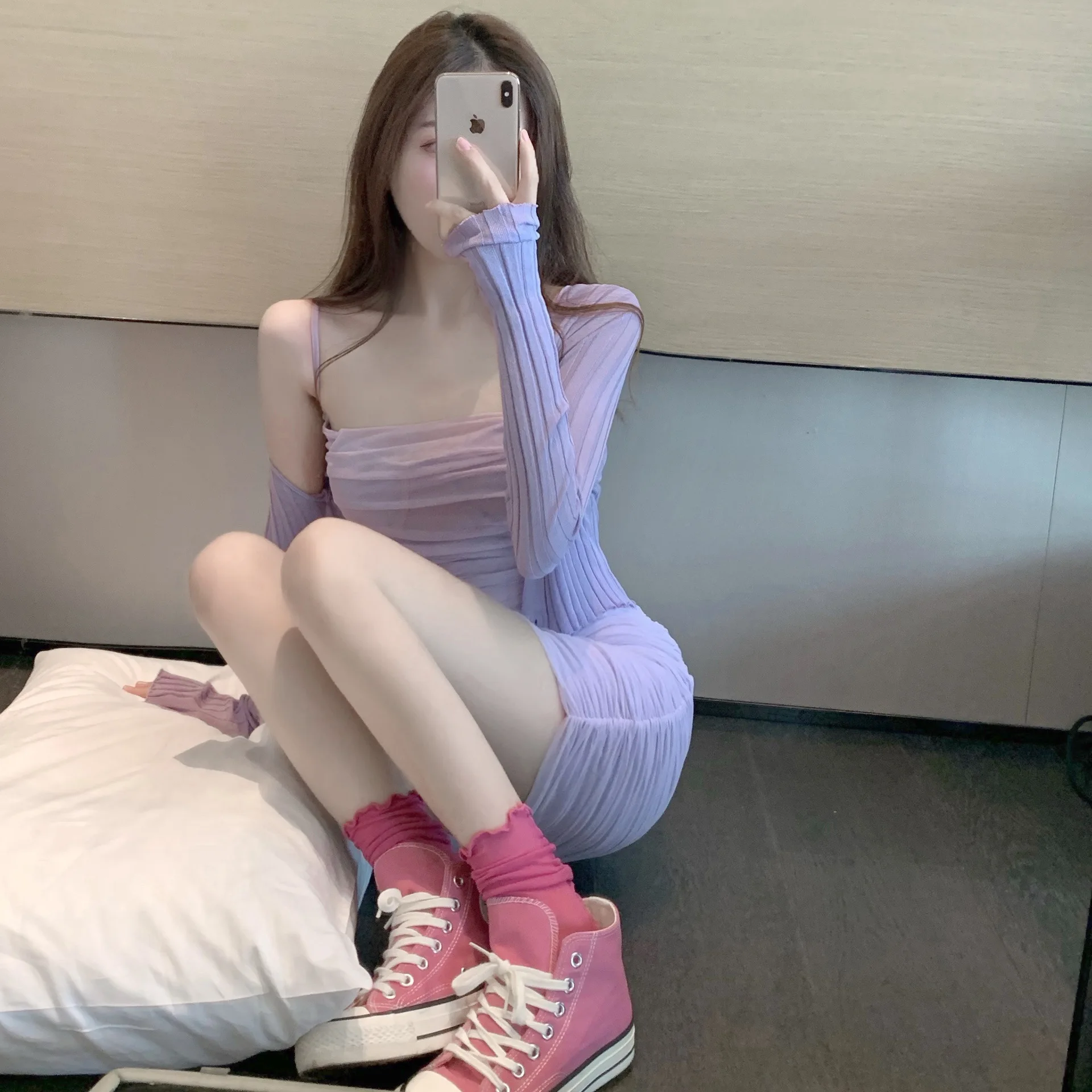 

2023 Summer New Slim Fit Purple Short Skirt for Women Sexy