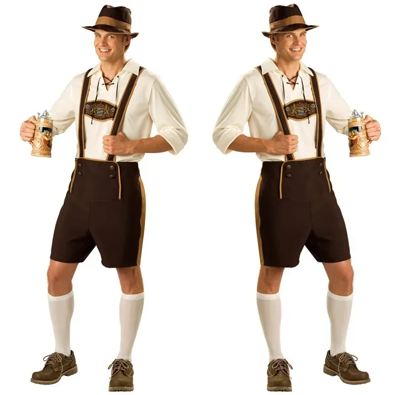 Фото Костюм для косплея Октоберфест Lederhosen, баварский Октоберфест, пивной фестиваль, костюмы для косплея, Хэллоуин для мальчиков, пивной костюм №5