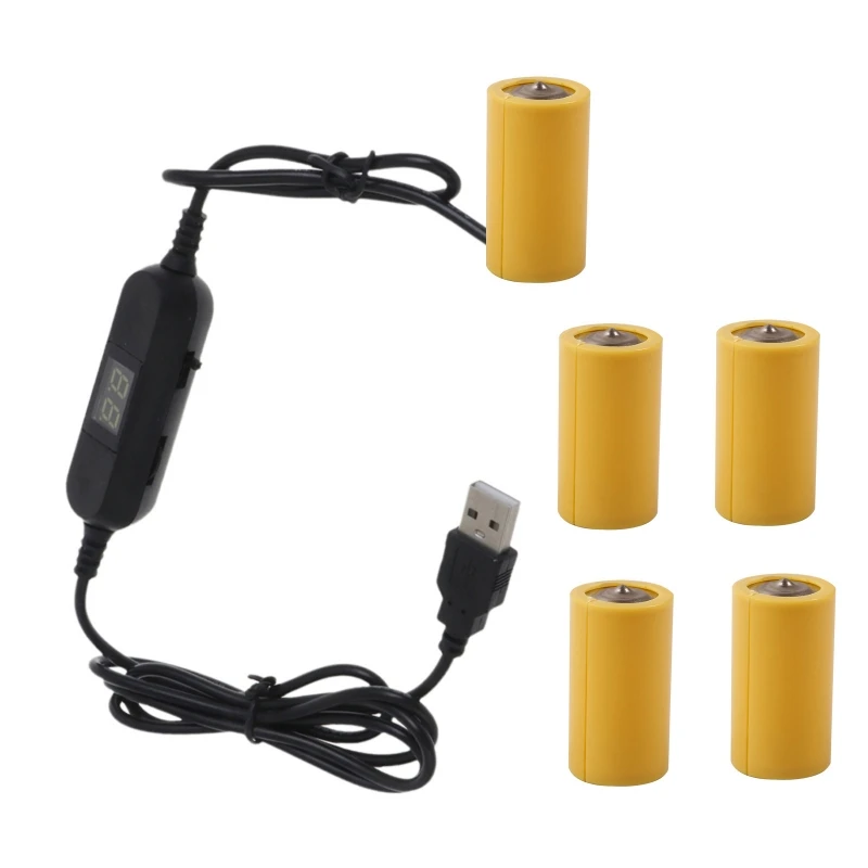 

USB to LR14 Battery Cable 1.5V 3V 4.5V 6V 7.5V Power Supply Cord Converter Wire Replace 1-5pcs LR14 Batteries 120cm