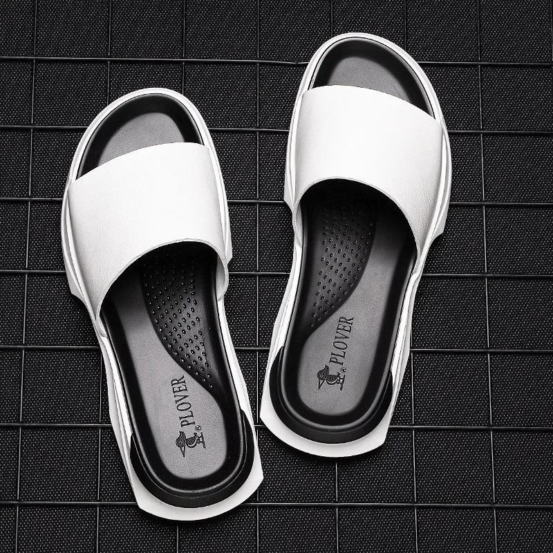 

Summer Sandals Men Leather Classic Roman Open-toed Slippers Outdoor Beach Rubber Shoes Flip Flop Drop Shipping Flat Sandals