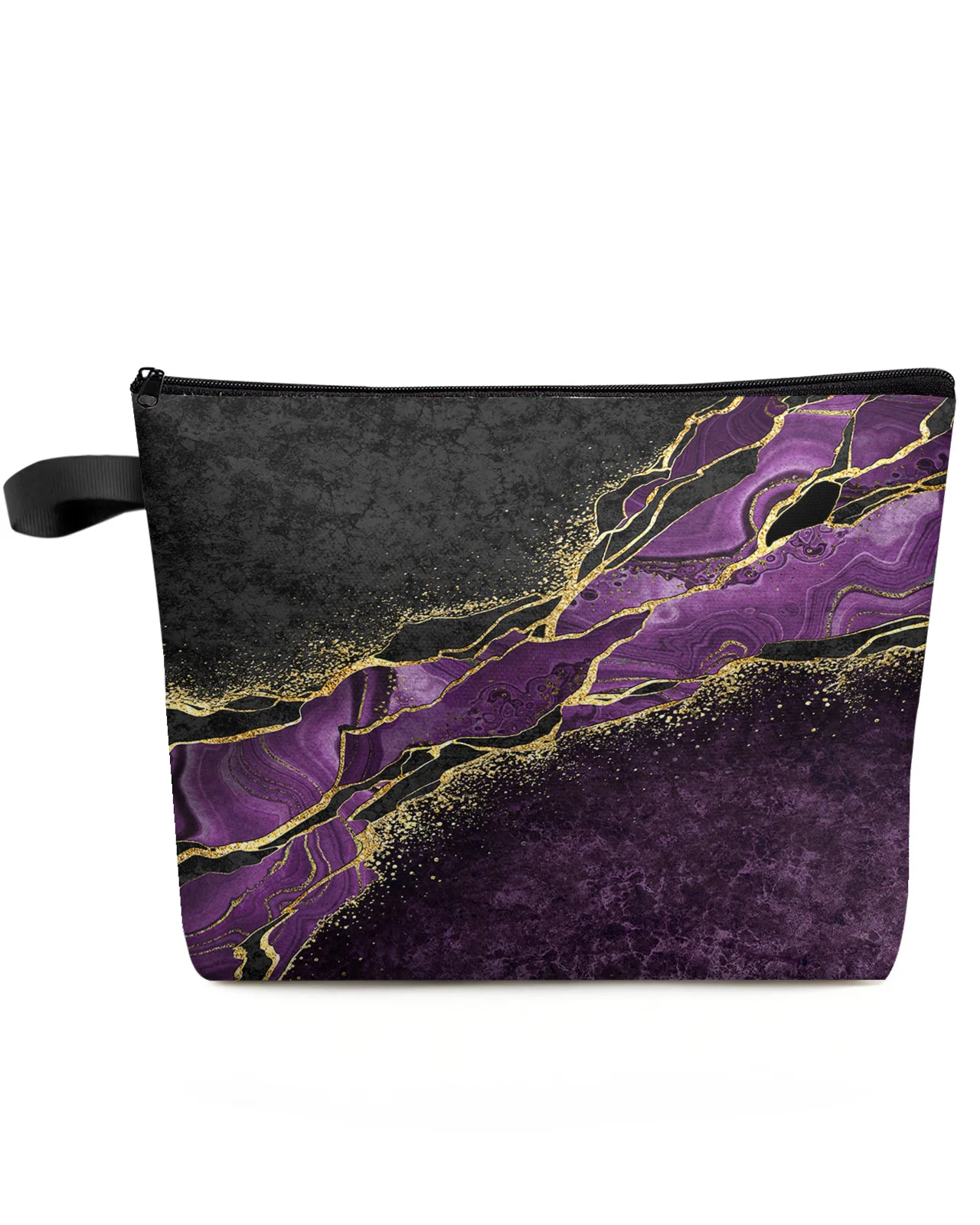 

Abstract Black Marble Purple Malachite Makeup Bag Pouch Travel Essentials Women Cosmetic Bags Organizer Storage Pencil Case