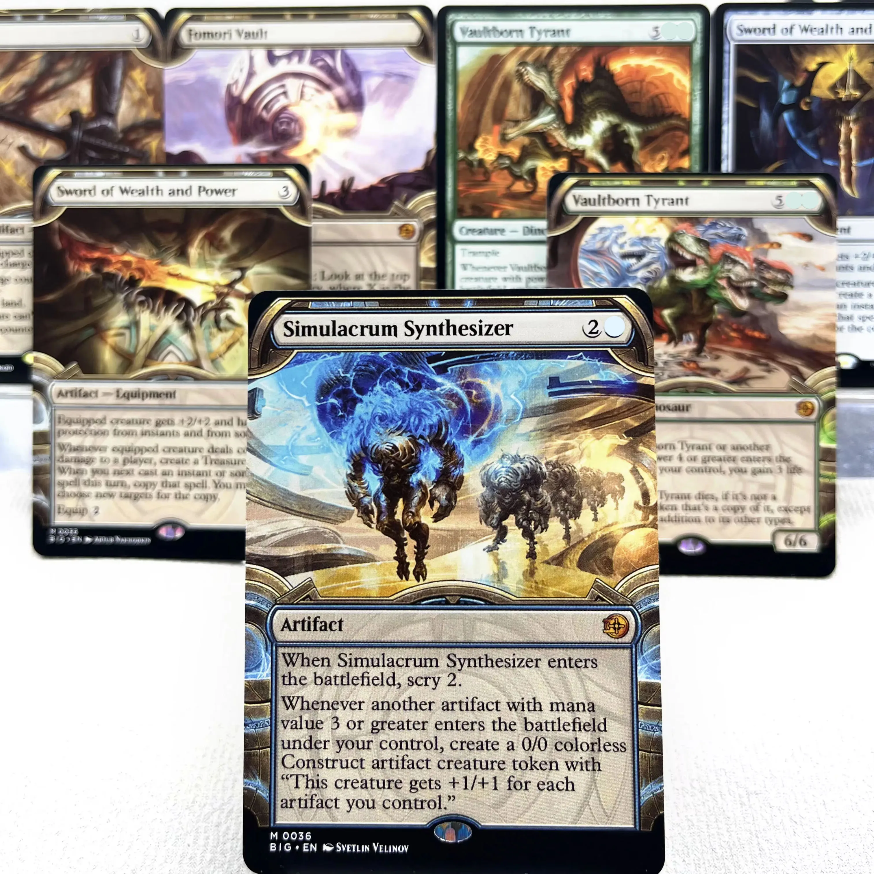 Фото BIG MH3 OTJ OTP HOLO7-I01 Карты Tcg Немецкий черный сердечник Волшебный тиранский меч богатства и силы Симуляторная сборка №1