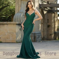 simple exquisite sleeveless evening dresses satin draped floor length open back paillette contoured party gown for women custom