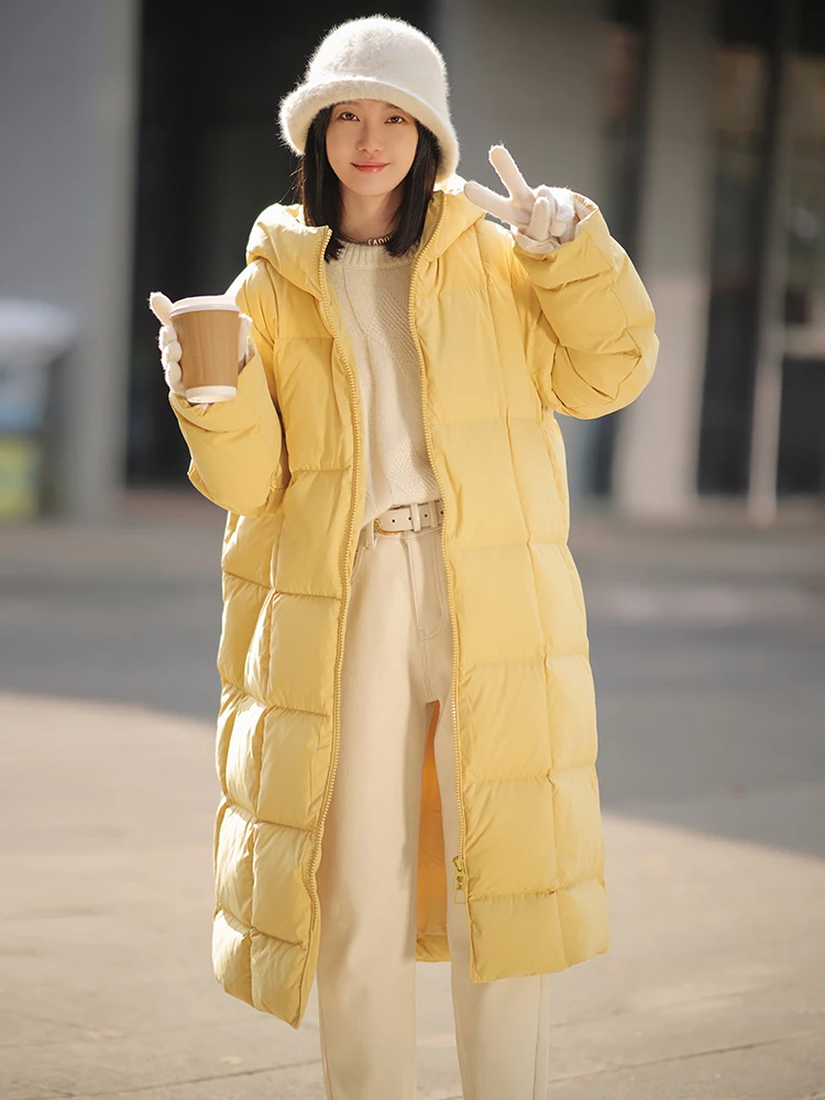 

Женская зимняя длинная/короткая пуховая куртка, теплые парки с капюшоном, простые однотонные пальто, устойчивые к холоду, 2023