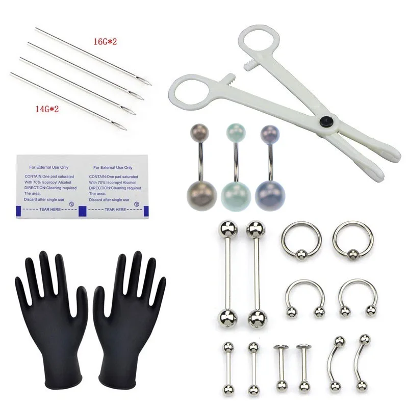 

1Set Body Piercing Tools Professional Piercing Kit Belly Body Ring Needle Sets