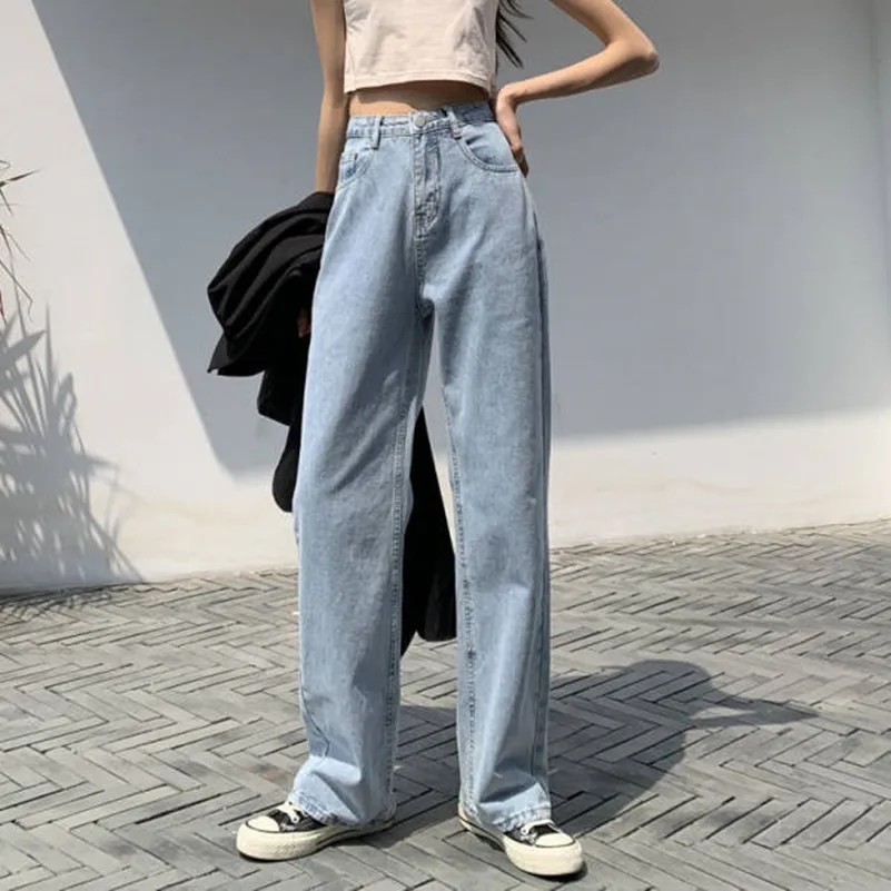 

2022 Small Straight Tube Large Wide Leg Denim Jeans Women's Spring and Summer New Loose Slim High Waist Fashion Floor Pants