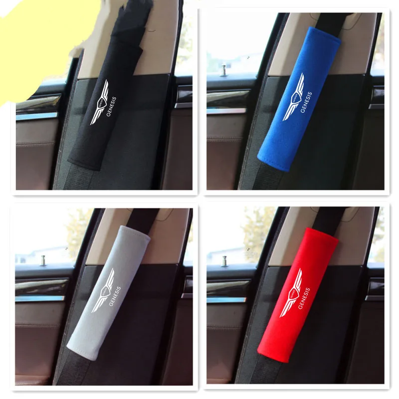 

2pcs Car Seat Belts Padding Shoulder Strap Protection Seatbelt Cover Interior For Genesis G70 G80 G90 GV60 GV70 GV80 Accessories
