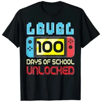 level 100 days of school unlocked gamer video games boys t shirt customized products best seller