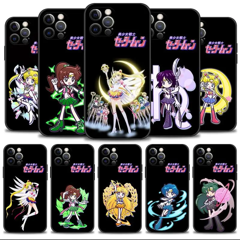 

Phone Case For Apple iPhone 14 13 12 11 Pro Max 13 12 Mini XS Max XR X 7 8 Plus Silicone Cover Shell Beautiful Girl Sailor-Moon