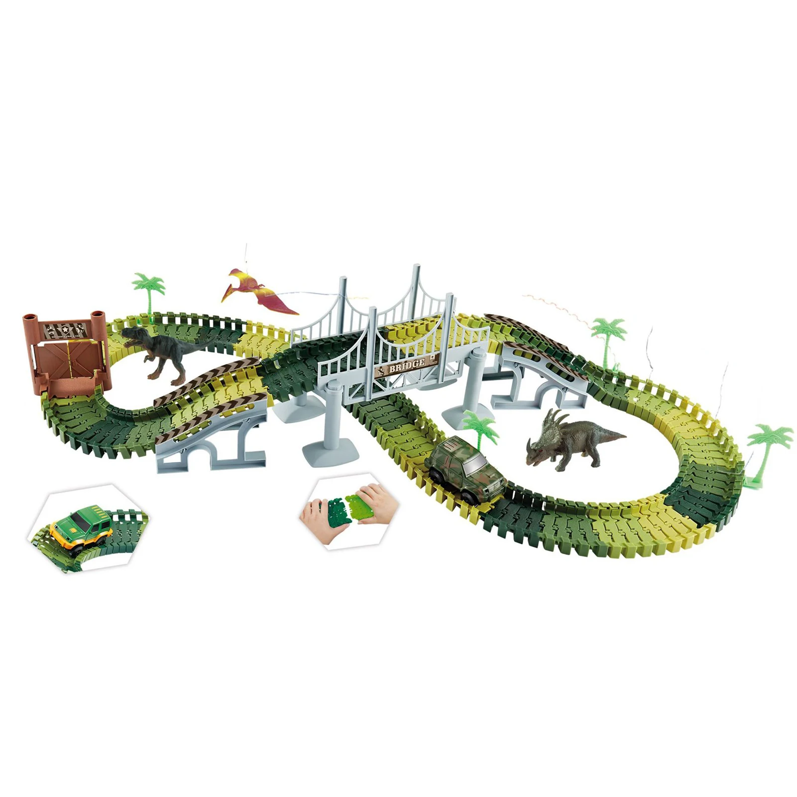 

144pcs Circuit Car Toy Racing Electric Train Cool Children Assembly Gift Parking Interactive Dinosaur Track DIY Kids Railway